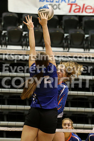 Otis-Bison defeated Beloit St. John's-Tipton in a semifinal game at the KSHSAA Class 1AD2 Volleyball State Championship on Saturday, October 28, 2017.  (Photo: Everett Royer, www.ksportsimages.com)