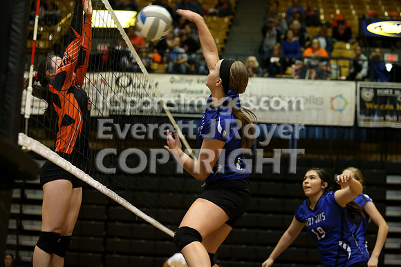 Waverly defeated Beloit St. John's-Tipton in pool play at the KSHSAA Class 1AD2 Volleyball State Championship on Friday, October 27, 2017.  (Photo: Everett Royer, www.ksportsimages.com)