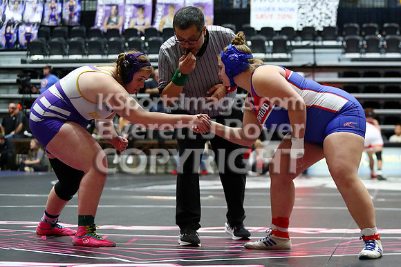 Emma Hahn (Ellinwood HS) 27-8, Sr. over Braylie Knisley (Douglass Hs) 12-8, Jr. (Dec 6-2)