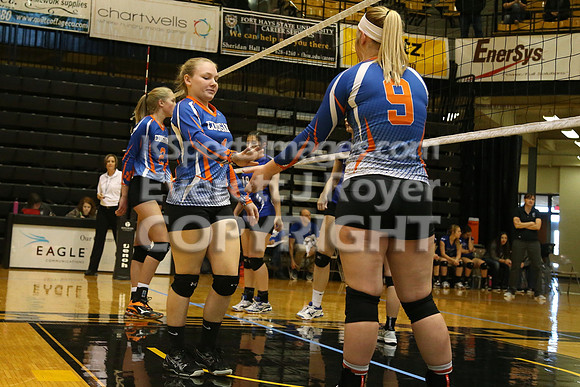 Otis-Bison defeated Beloit St. John's-Tipton in a semifinal game at the KSHSAA Class 1AD2 Volleyball State Championship on Saturday, October 28, 2017.  (Photo: Everett Royer, www.ksportsimages.com)