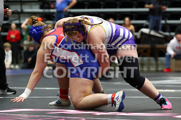 Emma Hahn (Ellinwood HS) 27-8, Sr. over Braylie Knisley (Douglass Hs) 12-8, Jr. (Dec 6-2)